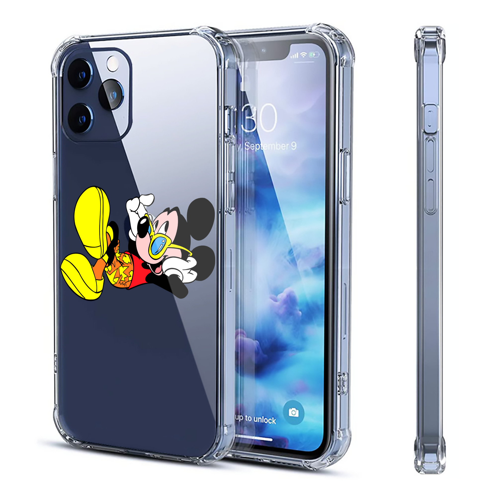 （画像用） ミッキーマウス Mickey Mouse 【iPhone 12シリーズ対応】透明スマホケース（クリアソフトケース）